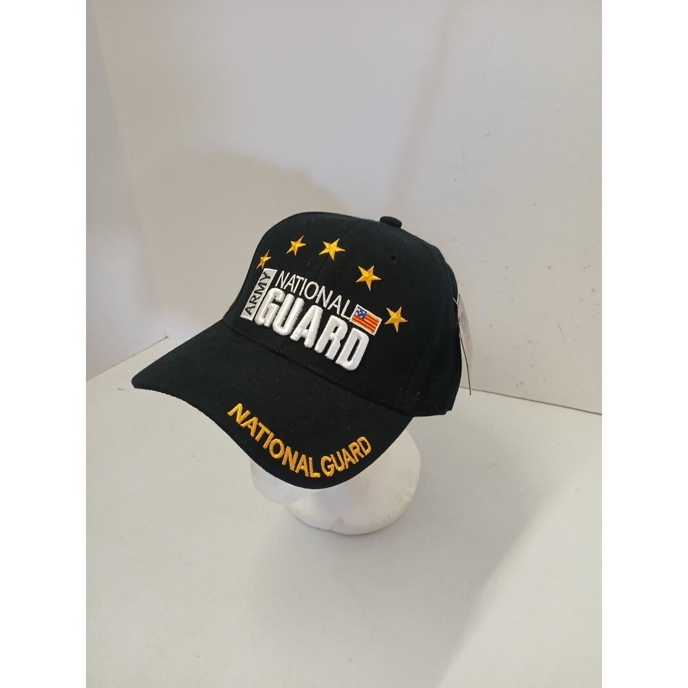 Army National Guard Hat Cap Black Gold Embroidered Adjustable NWT Military Stars